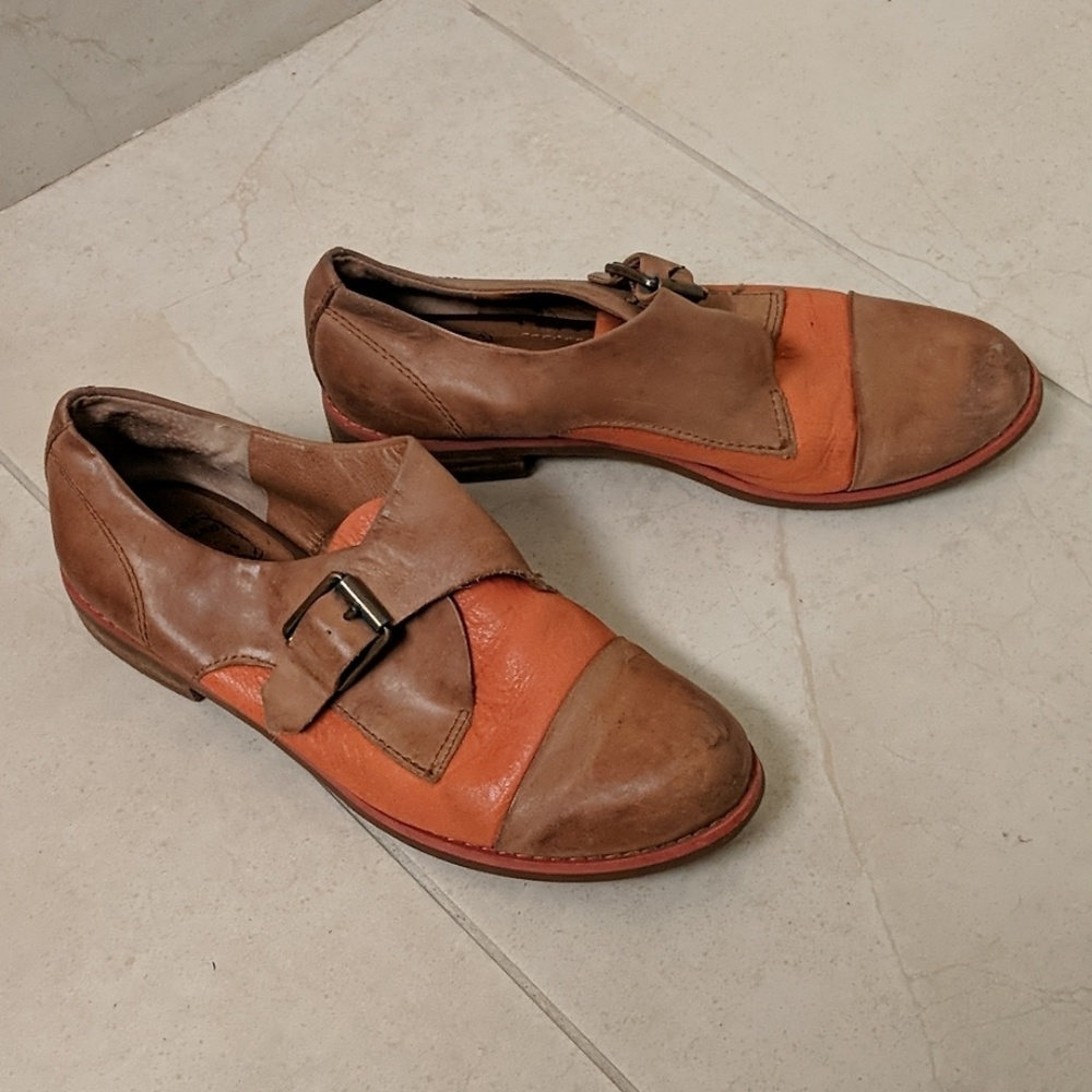 Lucky Brand leather oxford monk strap coral 7